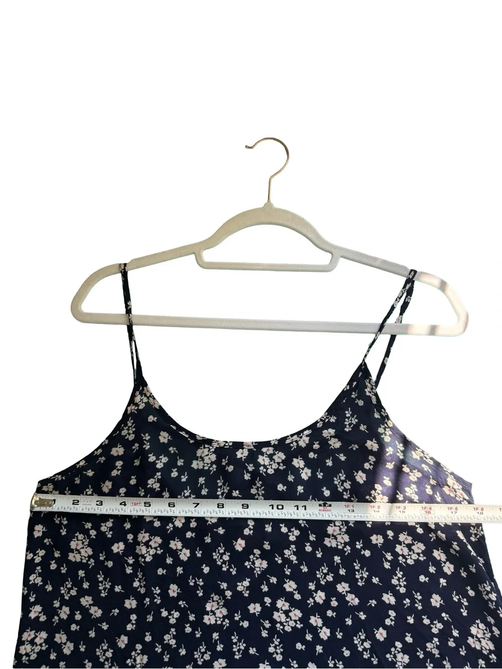 Make + Model Navy Floral Lace-Trim Cami Slip Dress Size S Boho Cottagecore